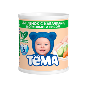 Тёма Пюре цыпленок с кабачками,морковью и рисом 100г