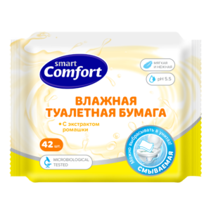 Бумага Smart Comfort влажная 42шт Ромашка