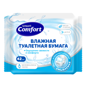 Бумага Smart Comfort влажная 42шт Свежесть